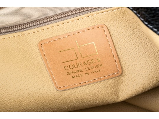 Courage B. Black Pebbled Leather Top Handled Tote Bag