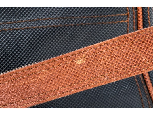 Bottega Veneta Black Canvas And Brown Leather Tote Style Shoulder Bag