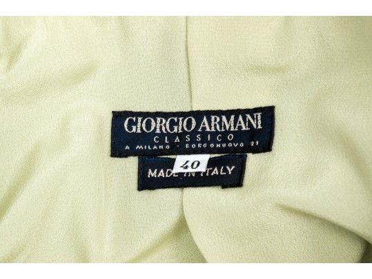 Giorgio Armani Classico Green Cashmere And Silk Three Button Blazer, Size 40
