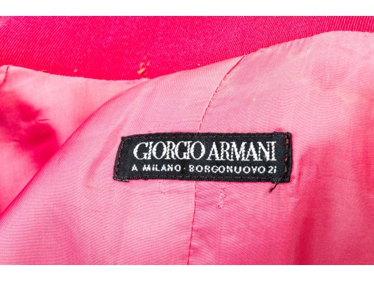 Giorgio Armani Vintage Black Label Dark Pink Wool And Silk Button Front Blazer