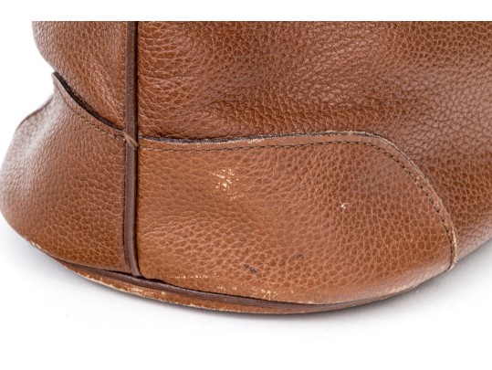 Longchamp Brown Pebbled Leather Top Handled Tote Bag