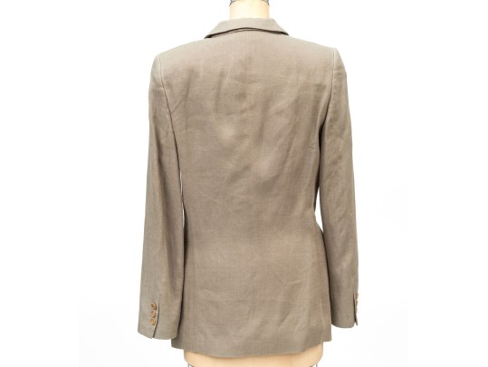 Giorgio Armani Vintage Black Label Tan Linen Button Front Blazer