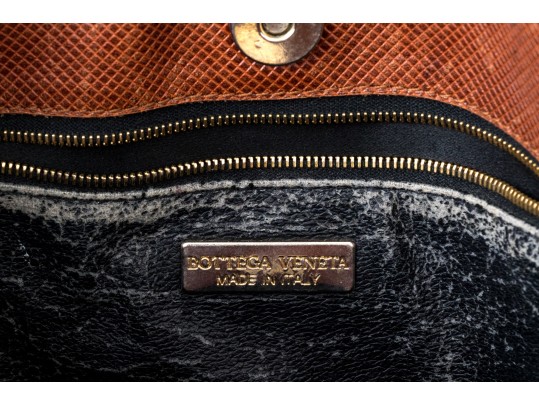 Bottega Veneta Black Canvas And Brown Leather Tote Style Shoulder Bag