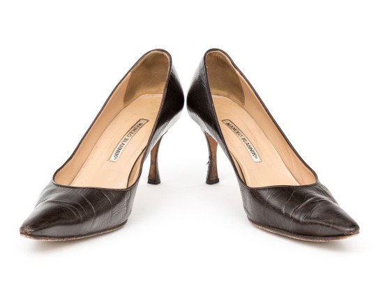 Manolo Blahnik Classic Brown Leather Pumps, Size 41