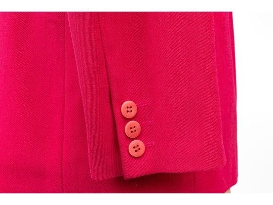 Giorgio Armani Vintage Black Label Dark Pink Wool And Silk Button Front Blazer