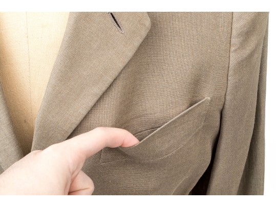 Giorgio Armani Vintage Black Label Tan Linen Button Front Blazer