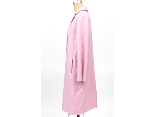 St. John Long Pink Wool Button Front Blazer/Coat, Size S