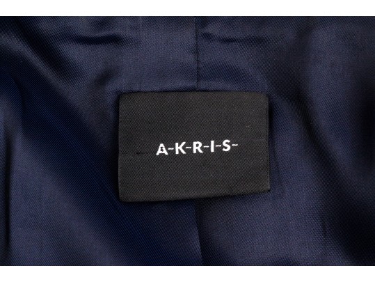 Akris Magnificent Navy Blue Fine Suede Moto Style Jacket, Size 10