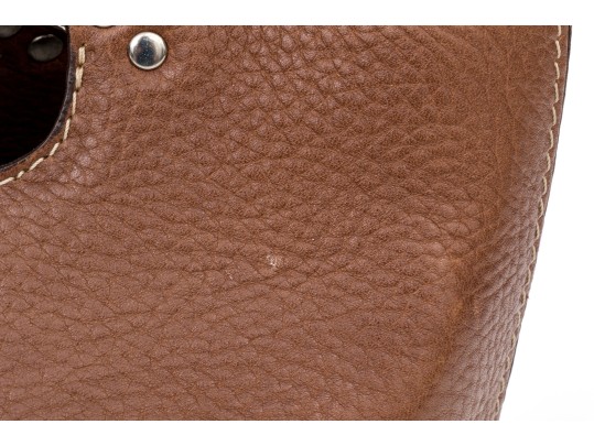 Tods Brown Pebbled Leather Top Handled Tote Bag