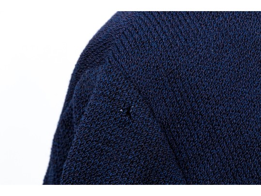 St. John Collection Navy Blue Button Front Long Knit Blazer, Size 4