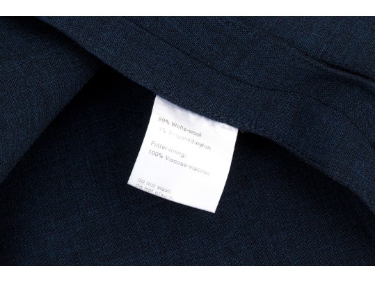 Akris Blackish Blue Wool Mandarin Collared Skirt Suit, Size 10