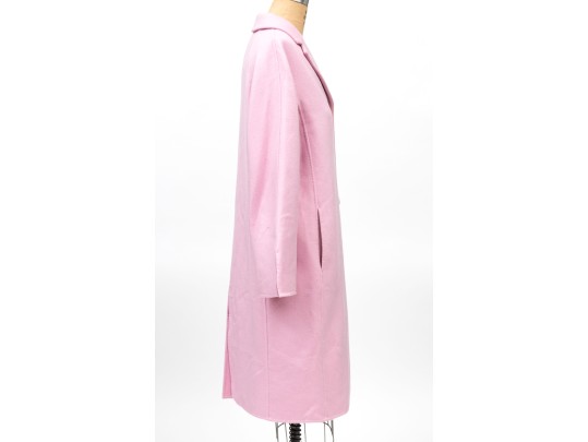 St. John Long Pink Wool Button Front Blazer/Coat, Size S