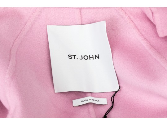 St. John Long Pink Wool Button Front Blazer/Coat, Size S
