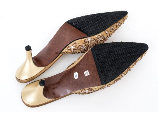 Haute Latitude Stunning Beaded And Embroidered Mules, Size 9