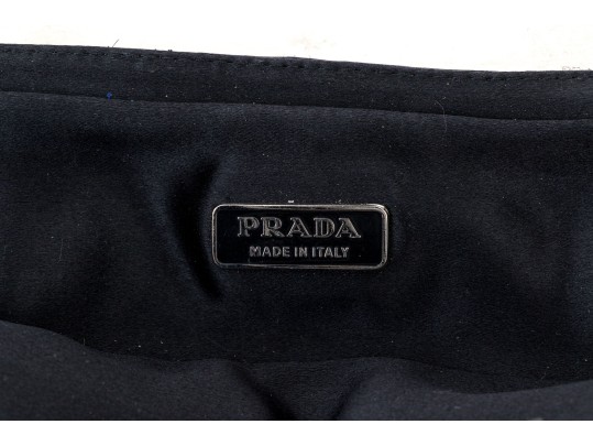 Prada Beautiful Black Silk Zip Top Cosmetics Bag, Authenticated
