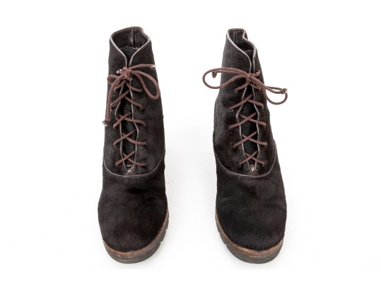 WSteiger Fun Pony Hair Lace Up Style Ankle Boots, Size 40