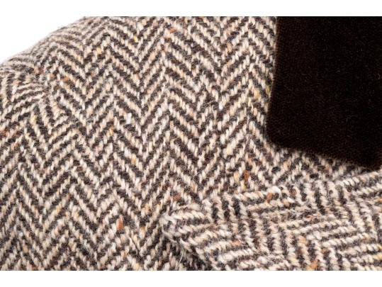 Ralph Lauren Black Label Classic Velvet Collared Herringbone Short Blazer, Size 10