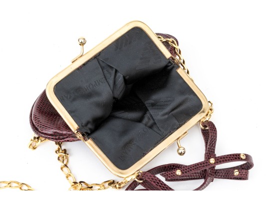 Giorgio Armani Lovely Burgundy Top Handled And Chain Motif Shoulder Purse