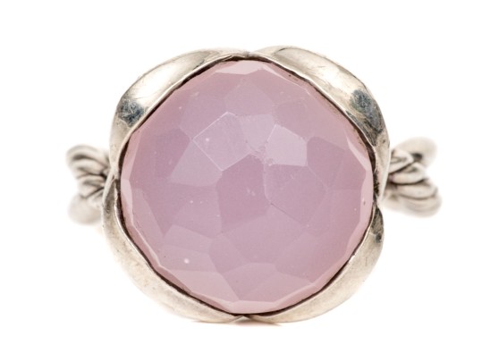 David Yurman Sterling Silver Checkerboard Rose Quartz 