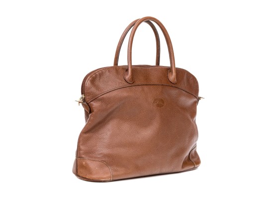 Longchamp Brown Pebbled Leather Top Handled Tote Bag