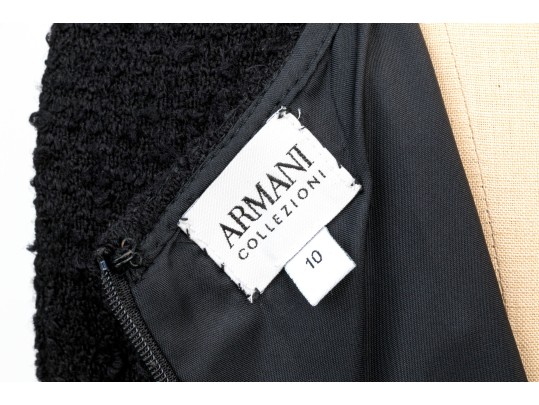 Armani Collezioni Black Boucle Sleeveless Sheath Dress, Slze 10