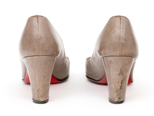Christian Louboutin Classic Taupe Leather Pumps, Size 41 1/2