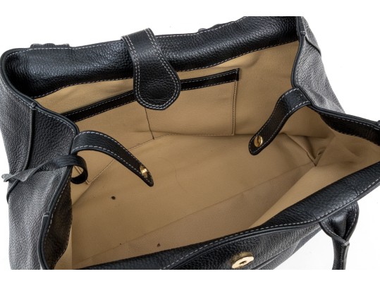 Courage B. Black Pebbled Leather Top Handled Tote Bag