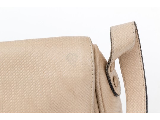 Bottega Veneta Ivory Leather Flap Style Shoulder Bag