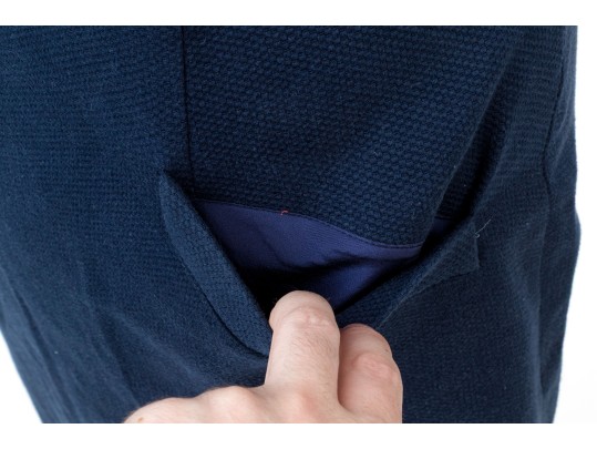 Alease Fisher Blue Cotton Bamboo Button Jacket And Dress Suit, Size 6