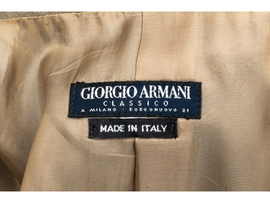 Giorgio Armani Vintage Black Label Tan Linen Button Front Blazer