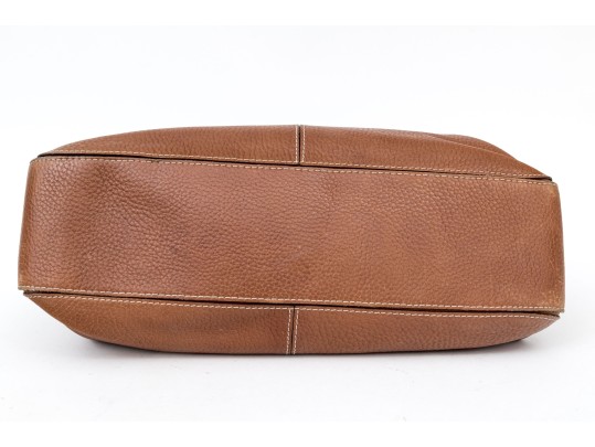 Tods Brown Pebbled Leather Top Handled Tote Bag