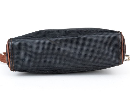 Bottega Veneta Black Canvas And Brown Leather Tote Style Shoulder Bag