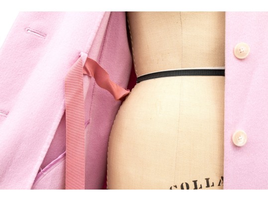 St. John Long Pink Wool Button Front Blazer/Coat, Size S