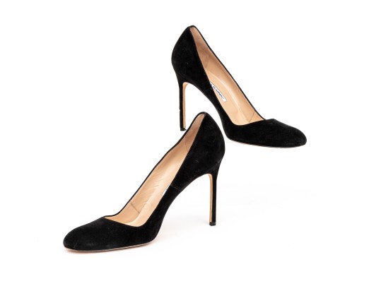 Manolo Blahnik Classic Black Suede Stiletto Pumps, Size 41 1/2