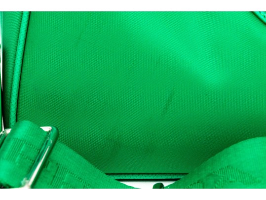 Prada Re-Edition 2005 Green Nylon Shoulder Bag With Logo Strap & Mini Pouch