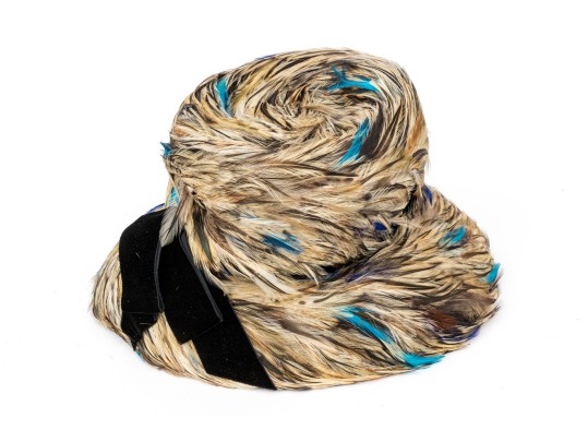 Jille Original Striking Vintage Brown Multi-toned Feather Hat