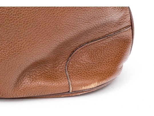 Longchamp Brown Pebbled Leather Top Handled Tote Bag