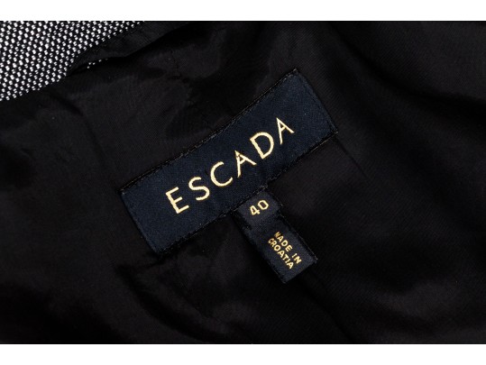 Escada Short Black And White Collared Blazer, Size 40