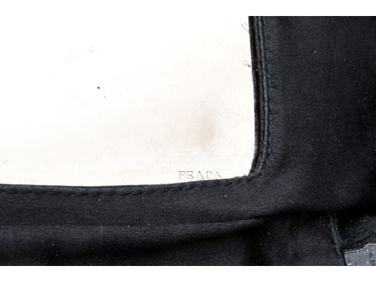 Prada Beautiful Black Silk Zip Top Cosmetics Bag, Authenticated