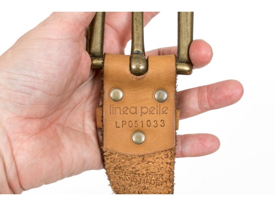 Linnea Pelle Bold Bejeweled, Studded Triangle Pattern Chunky Leather Belt, Size M