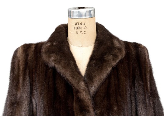 B. Altman Beautiful Vintage Collared Long Brown Mink Fur Coat, With Pockets