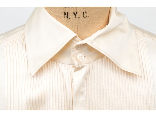 Ralph Lauren Black Label Lovely Ivory Silk Tuxedo Motif Blouse, Size 10