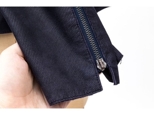 Akris Magnificent Navy Blue Fine Suede Moto Style Jacket, Size 10