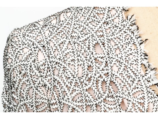 Akris Beautiful Silk Lattice Overlay Style Zip Front Top, Size 10