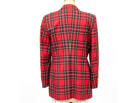 Escada By Margaretha Ley Fun Vintage Red Plaid Button Front Blazer, Size 40