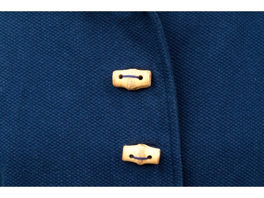 Alease Fisher Blue Cotton Bamboo Button Jacket And Dress Suit, Size 6