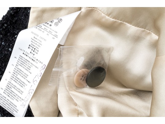 Giorgio Armani Striking Black Sequinned Enhanced Double Breasted Blazer, Size 44