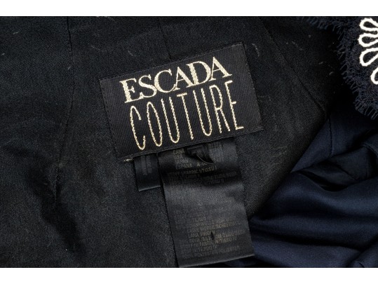 Escada Couture Fabulous Black And White Vintage Lace Paneled Blazer, Size 36