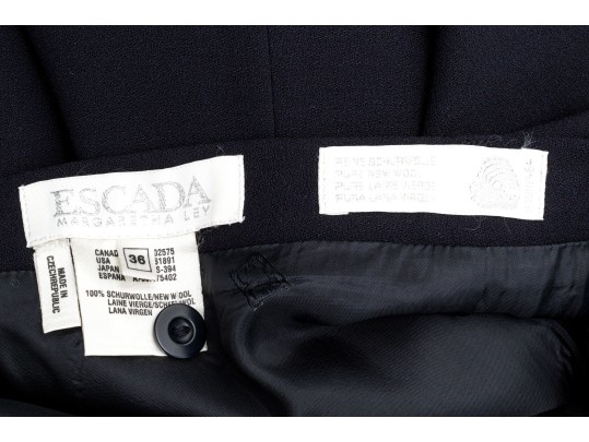 Escada Margaretha Ley Classic Blue Wool Pants, Slze 36