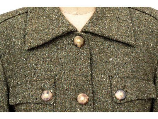 Escada Elements Green Tone Wool Button Front Blazer, Size 40